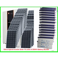 10kva Hybrid Inverter Solar 16 units of 200AH Battery Bundle