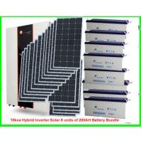 10kva Hybrid Inverter Solar 8 units of 200AH Battery Bundle
