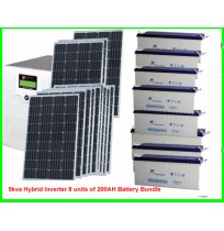 5kva Hybrid Inverter Solar 8 units of 200AH Battery Bundle