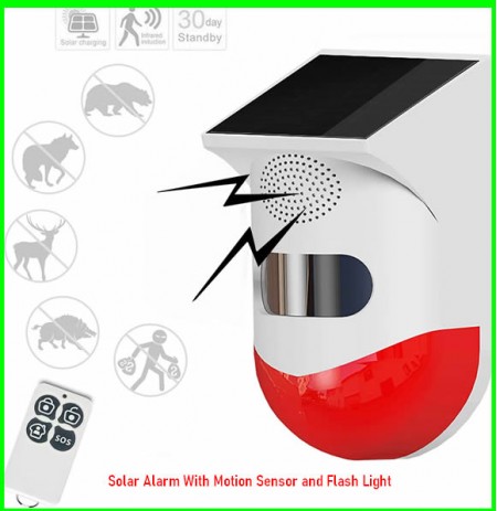 Solar Alarm With Motion Sensor and Flash Light-08060498353