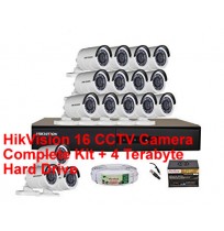 HikVision 16 CCTV Camera Complete Kit + 4 Terabyte Hard Drive