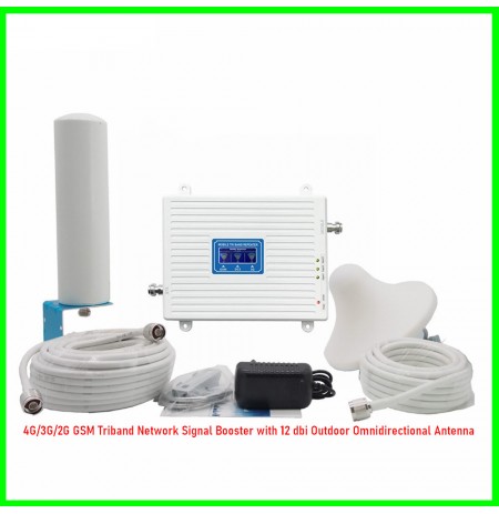 4G/3G/2G GSM Triband Network Signal Booster with 12 dbi Outdoor Omnidirectional Antenna